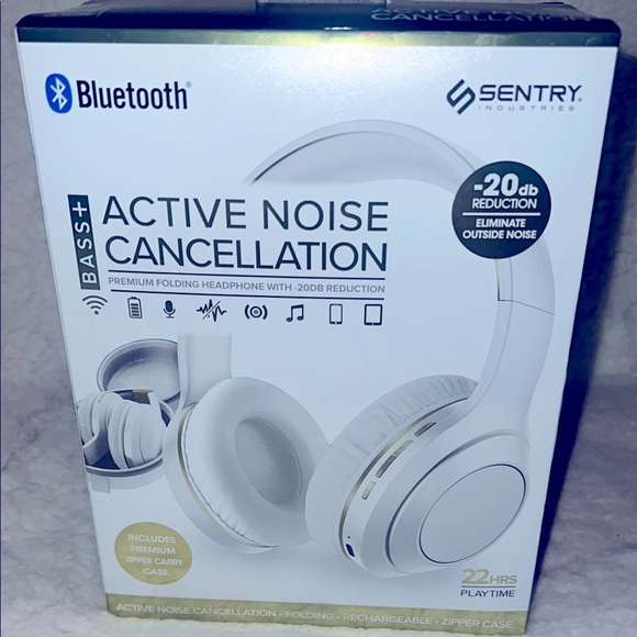 Sentry Over-Ear Headphones White ANC Bluetooth w/noise‎ cancellation - Picture 11 of 16